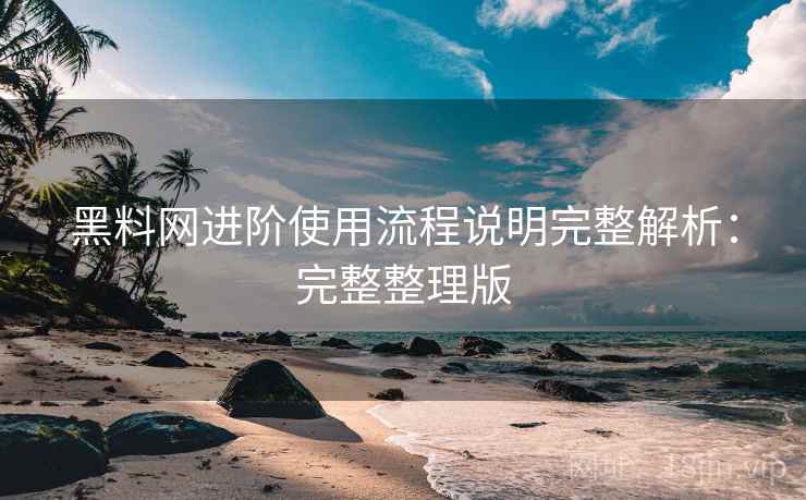 黑料网进阶使用流程说明完整解析：完整整理版